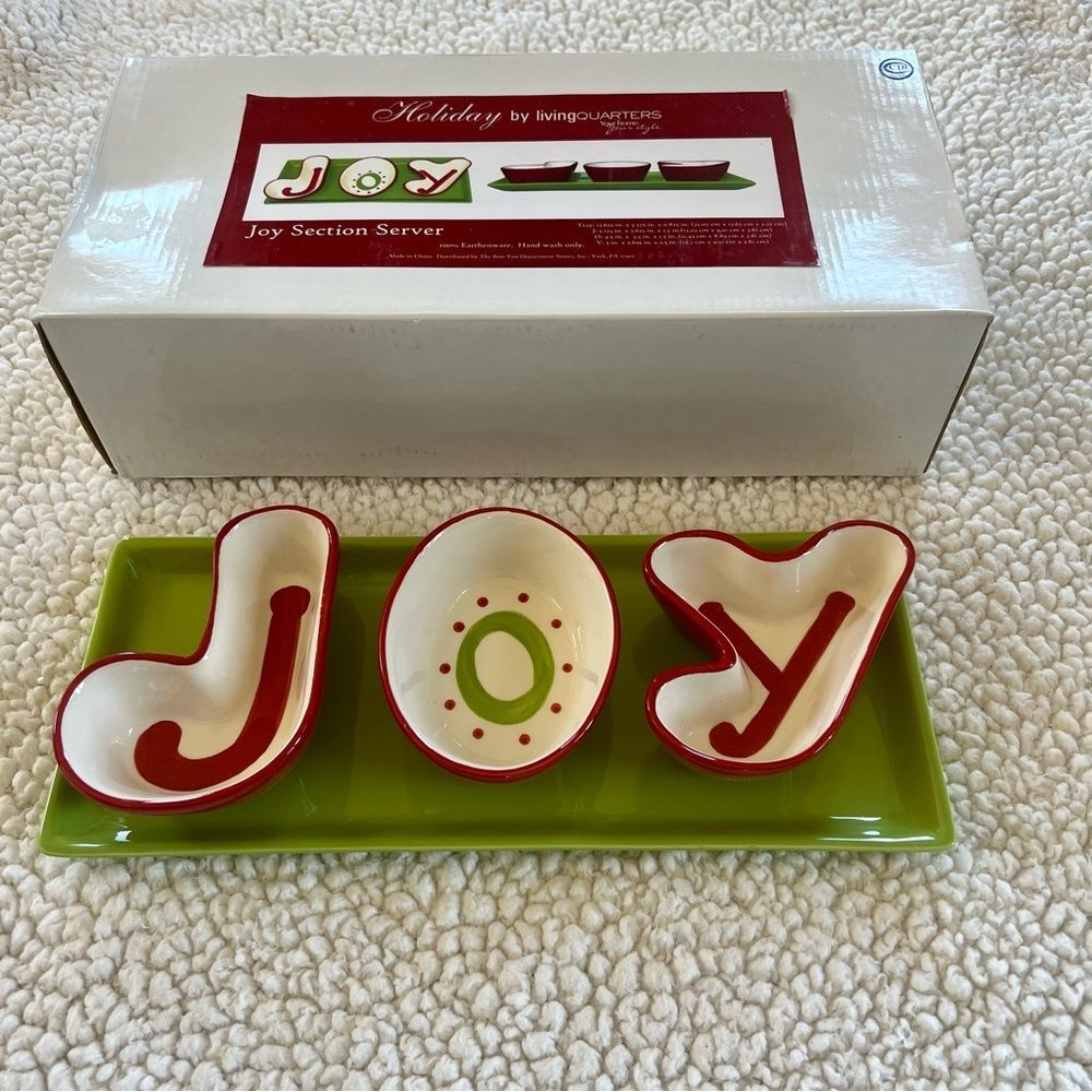 Living Quarters JOY Holiday Serving Dish Bowls Platter